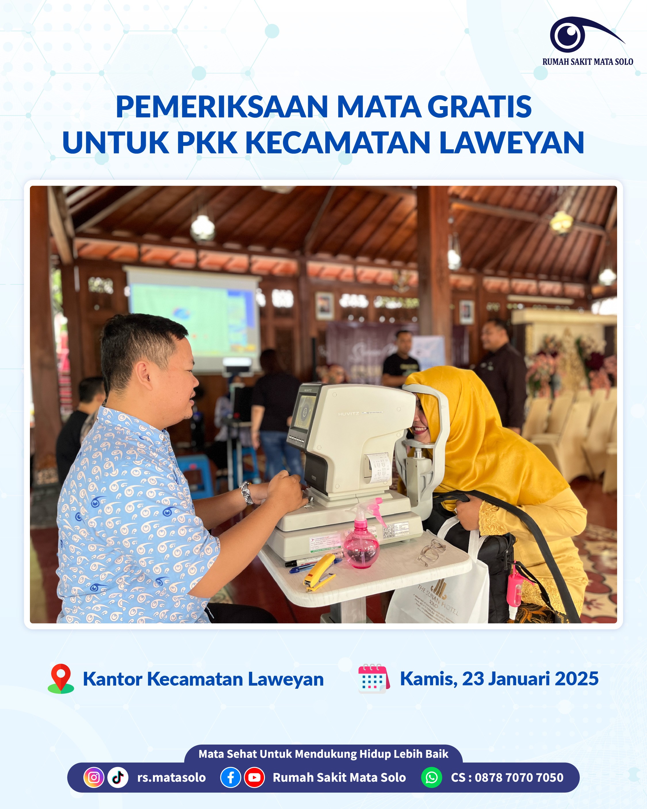 RS Mata Solo Gelar Pemeriksaan Mata Gratis Bersama The Sunan Hotel Solo di Kantor Kecamatan Laweyan Surakarta