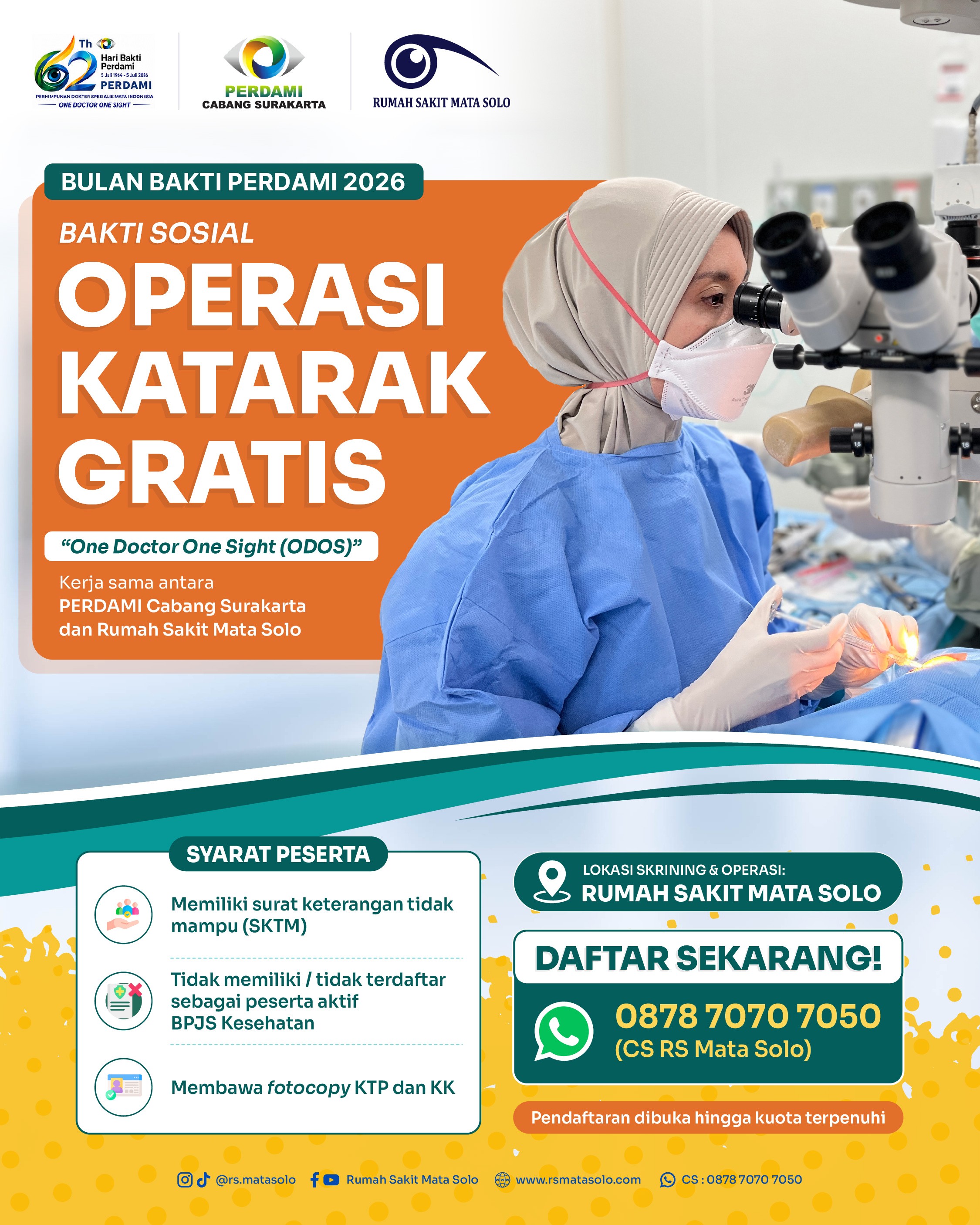 Bakti Sosial Operasi Katarak Gratis PERDAMI Cabang Surakarta bersama Rumah Sakit Mata Solo