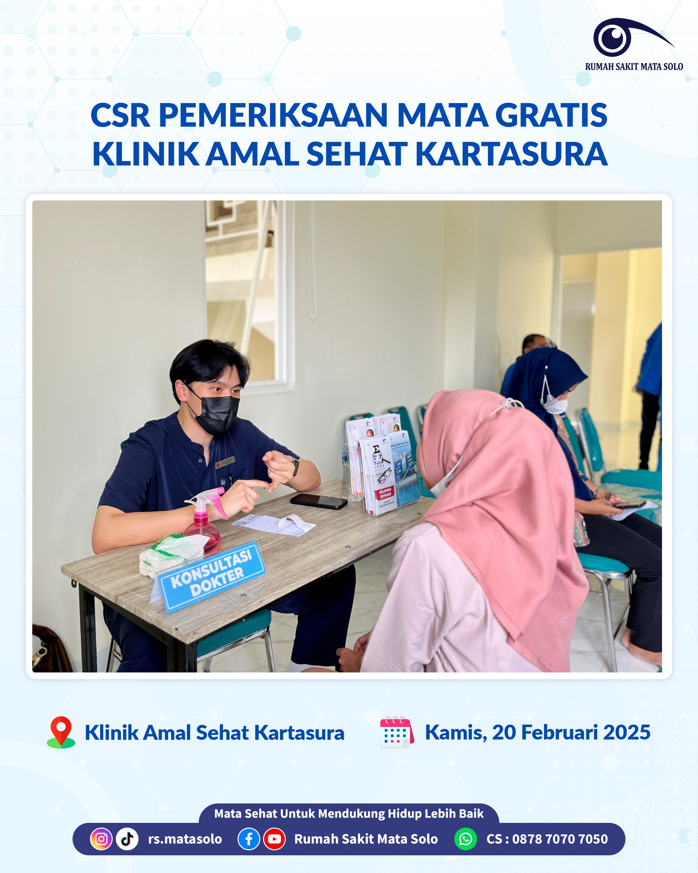 RS Mata Solo Gelar Pemeriksaan Mata Gratis Berkolaborasi dengan Klinik Amal Sehat Kartasura