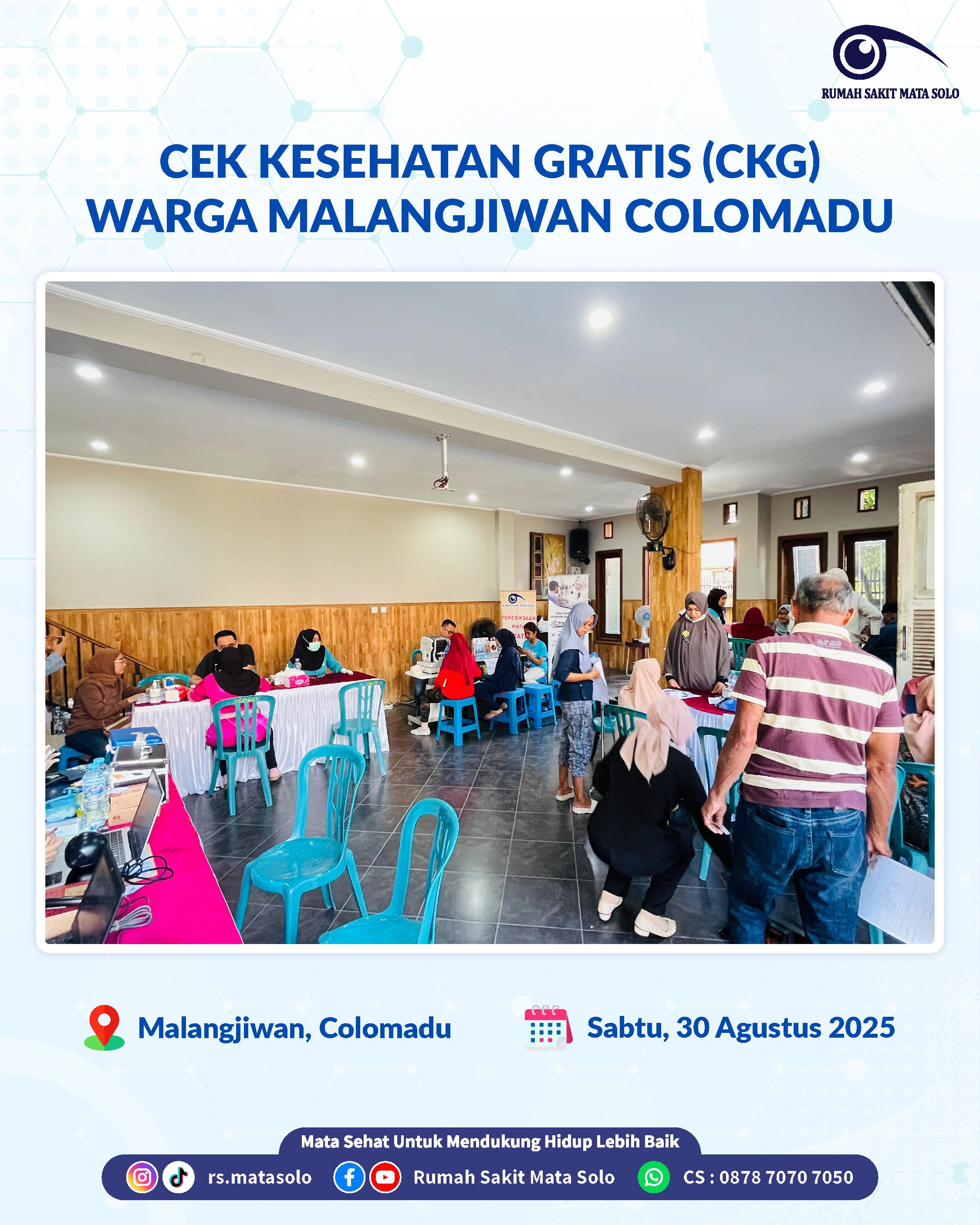 RS Mata Solo Turut Sukseskan Pemeriksaan Kesehatan Gratis di Kelurahan Malangjiwan, Colomadu