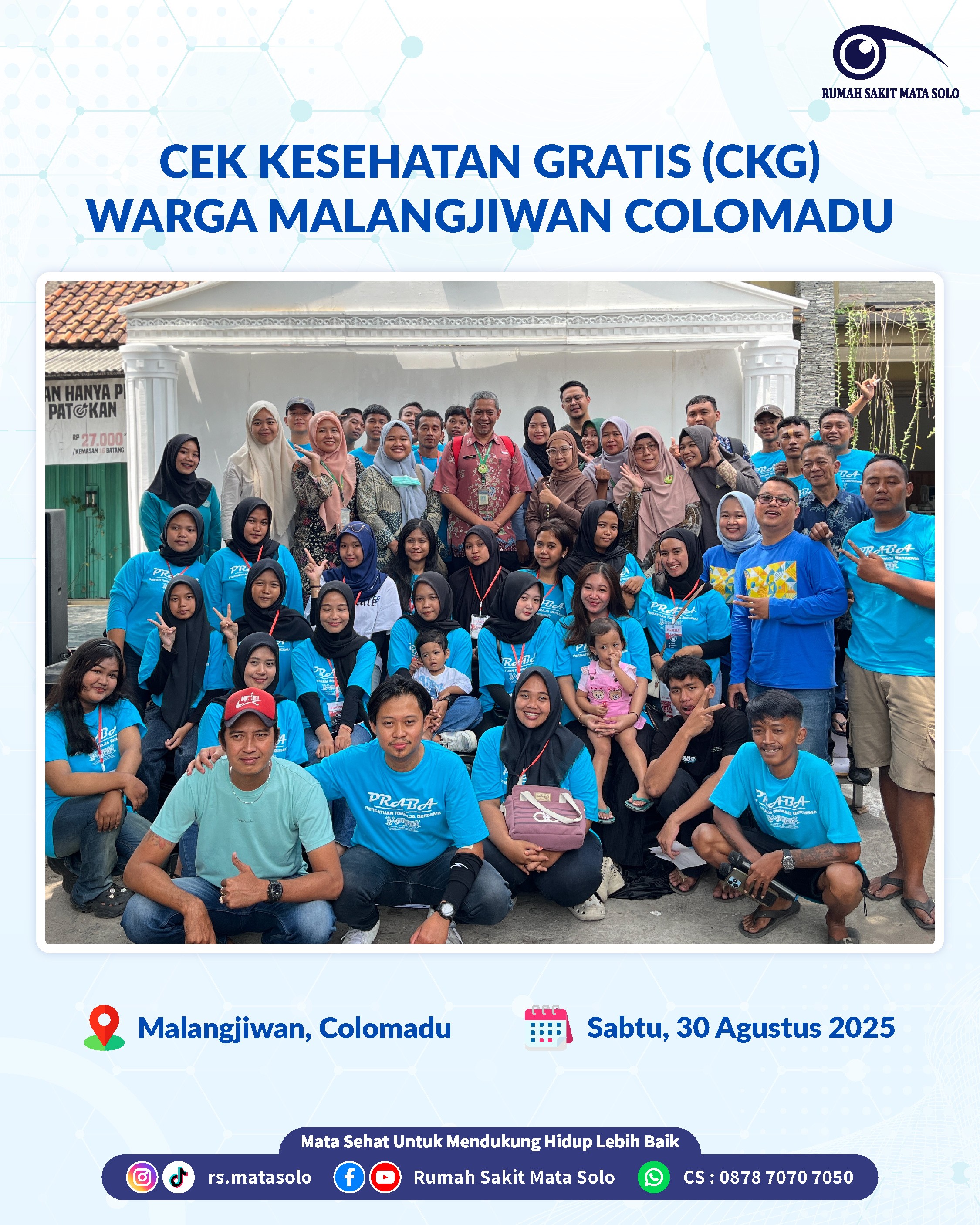 RS Mata Solo Turut Sukseskan Pemeriksaan Kesehatan Gratis di Kelurahan Malangjiwan, Colomadu