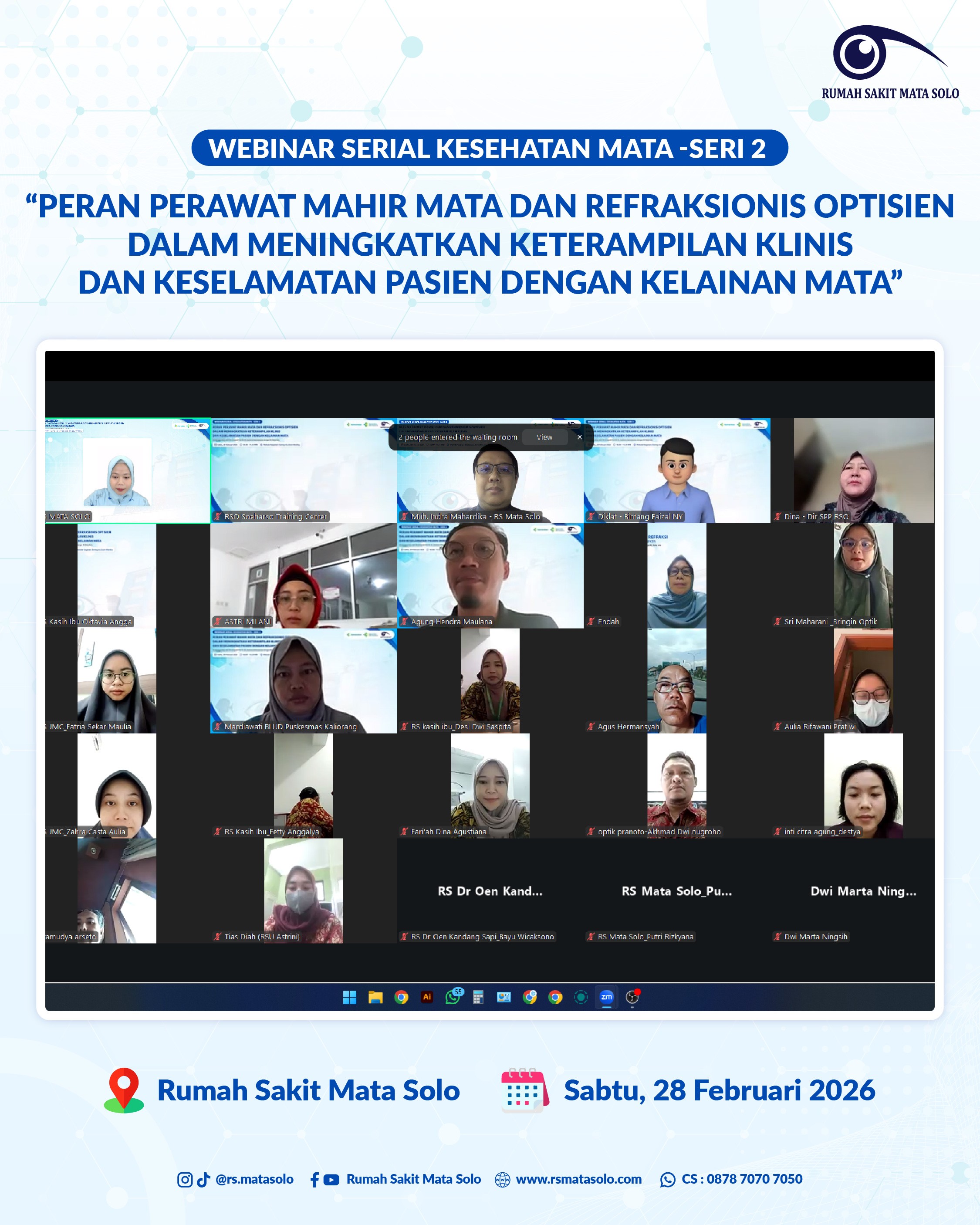 Webinar Serial Kesehatan Mata Seri 2 Bahas Peran Perawat Mahir Mata dan Refraksionis Optisien dalam Peningkatan Keterampilan Klinis dan Keselamatan Pasien